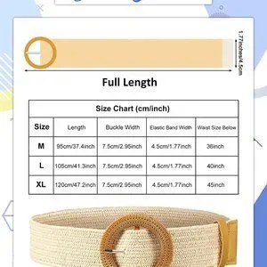 8165 4 Pack Straw Woven Belt Elastic Stretch Rattan Waist Women Skinny 4 Pack Straw Woven Belt Elastic Stretch Rattan Waist Belt  main image 4